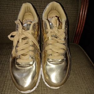 Nike Air Max 90 Metallic Gold Sneakers Women's Size 9